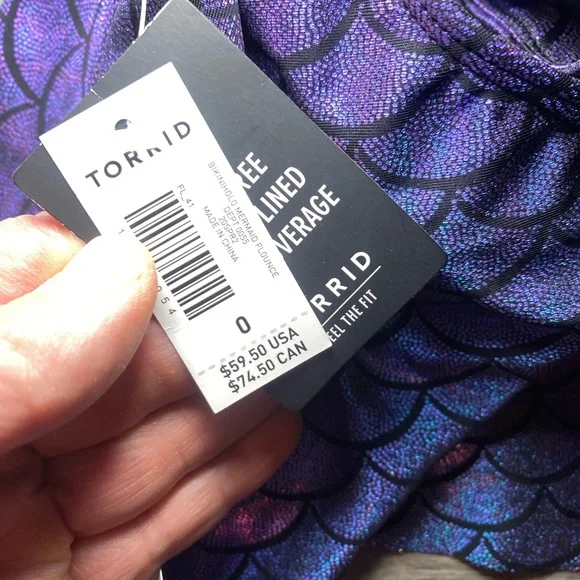 NWT SET 🌊🧜♀️Torrid Iridescent Mermaid Scale Wireless Straight Flounce Bikini - Picture 10 of 11